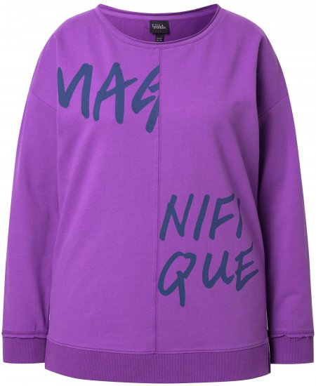 Ulla Popken Magnifique Split Style Sweatshirt Purple - Bluzy & bluzy z kapturem - 