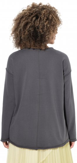Ulla Popken Inspire Lettering V-Neck Sweatshirt Graphite Grey - Bluzy & bluzy z kapturem - 