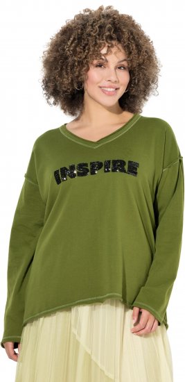 Ulla Popken Inspire Lettering V-Neck Sweatshirt Blooming Bay - Bluzy & bluzy z kapturem - 