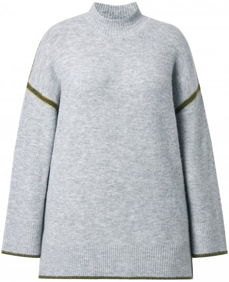 Ulla Popken Decorative Seam Sweater Light Grey Melange - Bluzy & bluzy z kapturem - 