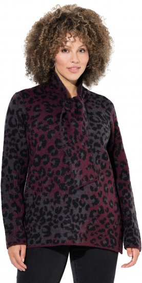 Ulla Popken Leopard Print Scarf Sweater Dark Wine Red - Bluzy & bluzy z kapturem - 