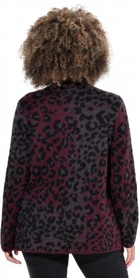 Ulla Popken Leopard Print Scarf Sweater Dark Wine Red - Bluzy & bluzy z kapturem - 