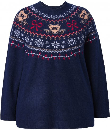 Ulla Popken Norwegian Style Christmas Sweater Blue - Bluzy & bluzy z kapturem - 