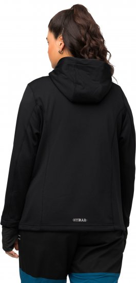 Ulla Popken HYPRAR Zip Front Hooded Stretch Sweatshirt Black - Bluzy & bluzy z kapturem - 
