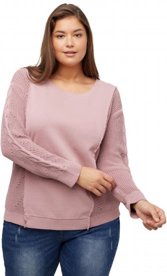 Ulla Popken Mixed Knit Patch Look Sweatshirt Old Pink - Bluzy & bluzy z kapturem - 