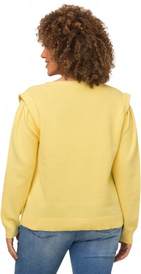 Ulla Popken Shoulder Accent Classic Fit Textured Knit Sweater Lemon Yellow - Bluzy & bluzy z kapturem - 