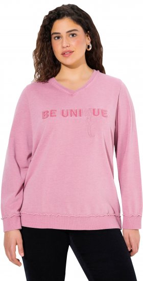 Ulla Popken Graphic BE UNIQUE Inverted Seam Sweatshirt Raspberry - Bluzy & bluzy z kapturem - 