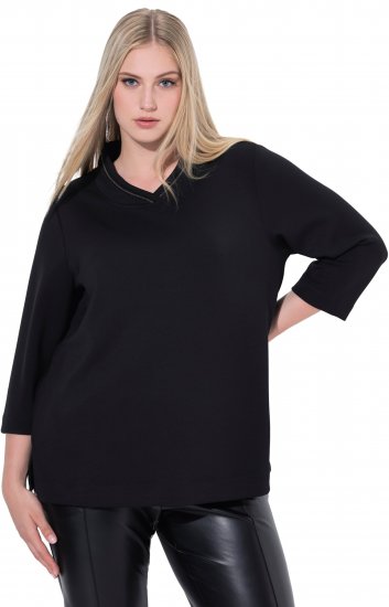 Ulla Popken Decorative Chain Collar Sweatshirt Black - Bluzy & bluzy z kapturem - 