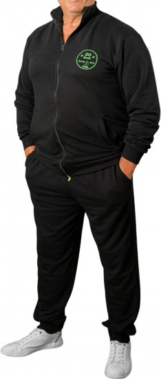 20 Nodi Ostro Stretch Fleece Cotton Tracksuit Black - Dresy - Dresy męskie duże rozmiary