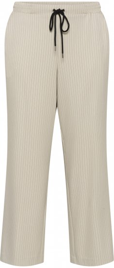 Kaffe Curve Sirana Pants Beige Melange/Black Stripe - Spodnie materiałowe - 