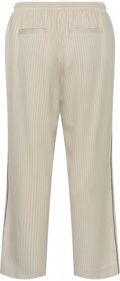 Kaffe Curve Sirana Pants Beige Melange/Black Stripe - Spodnie materiałowe - 