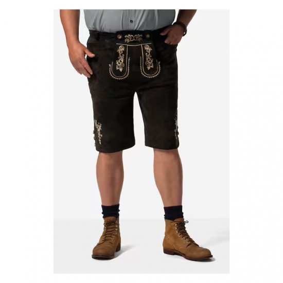 Men Plus Leather Trousers Dark Brown - Ubrania wizytowe - Ubrania świąteczne i wizytowe – Świętuj stylowo i wygodnie