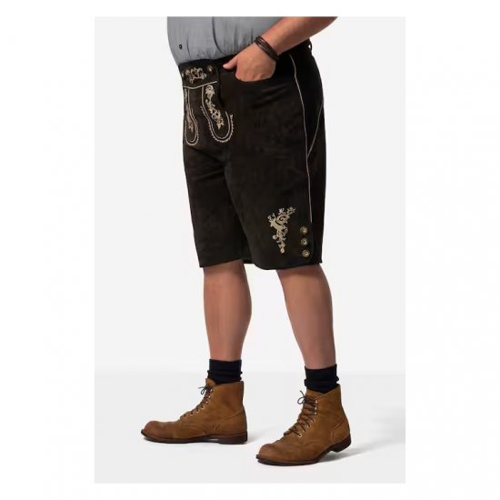 Men Plus Leather Trousers Dark Brown - Ubrania wizytowe - Ubrania świąteczne i wizytowe – Świętuj stylowo i wygodnie