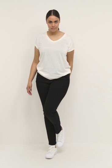 Kaffe Curve Lina V-Neck T-Shirt White - T-shirty - 