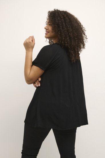 Kaffe Curve Ami Krótki rękaw Bluzka Głęboka czerń - T-shirty - 