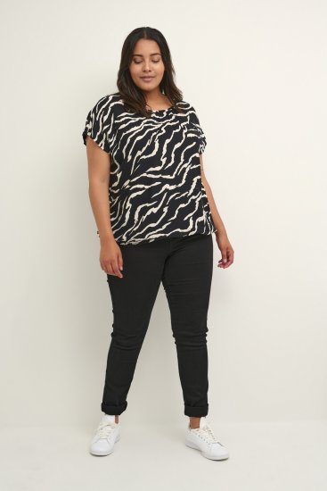 Kaffe Curve Sonna Stanley Top Czarny/Antique print zebra - T-shirty - 