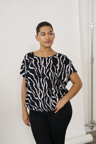 Kaffe Curve Sonna Stanley Top Czarny/Antique print zebra - T-shirty - 