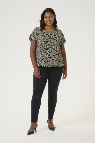 Kaffe Curve Sonna Stanley Top Głęboka czerń/Antyczna biel print - T-shirty - 