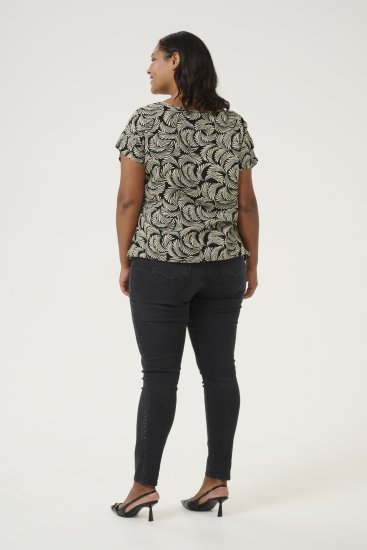 Kaffe Curve Sonna Stanley Top Głęboka czerń/Antyczna biel print - T-shirty - 