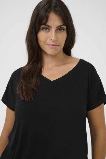 Kaffe Curve Jena V-Neck T-shirt Głęboka czerń - T-shirty - 