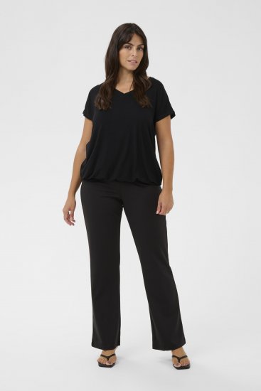 Kaffe Curve Jena V-Neck T-shirt Głęboka czerń - T-shirty - 
