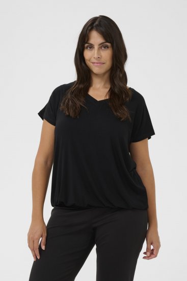 Kaffe Curve Jena V-Neck T-shirt Głęboka czerń - T-shirty - 