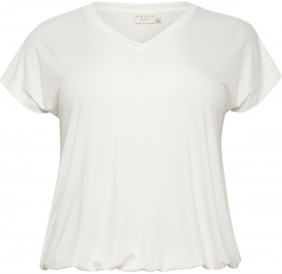 Kaffe Curve Jena V-Neck T-shirt Chalk - T-shirty - 
