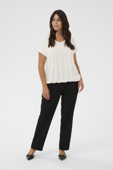 Kaffe Curve Jena V-Neck T-shirt Chalk - T-shirty - 