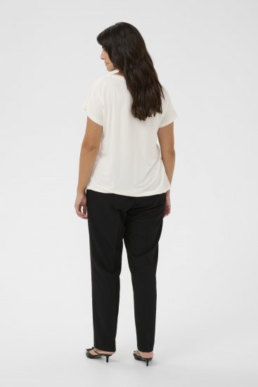 Kaffe Curve Jena V-Neck T-shirt Chalk - T-shirty - 
