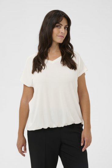 Kaffe Curve Jena V-Neck T-shirt Chalk - T-shirty - 