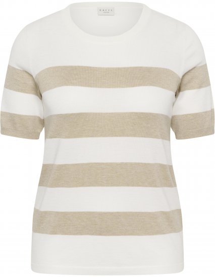 Kaffe Curve Lizzy Striped Pullover Chalk/Feather Grey Bold Stripe - T-shirty - 
