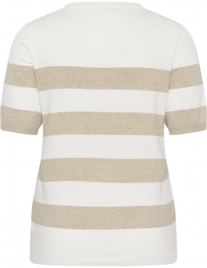 Kaffe Curve Lizzy Striped Pullover Chalk/Feather Grey Bold Stripe - T-shirty - 