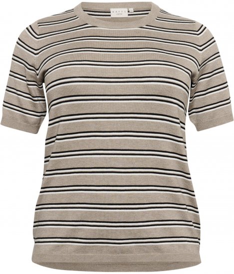 Kaffe Curve Lizzy Sweter w paski Beżowy/Czarny - Koszulki z nadrukiem dla kobiet - 
