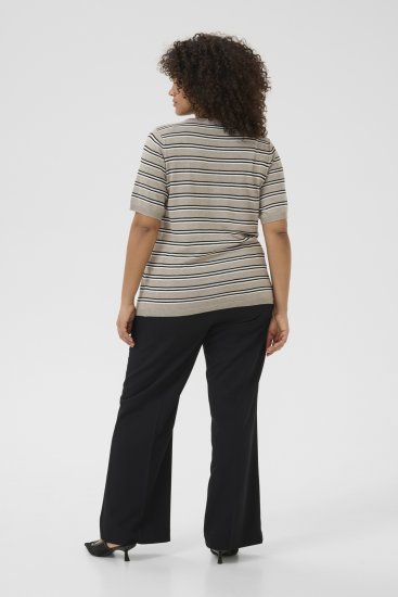 Kaffe Curve Lizzy Sweter w paski Beżowy/Czarny - Koszulki z nadrukiem dla kobiet - 