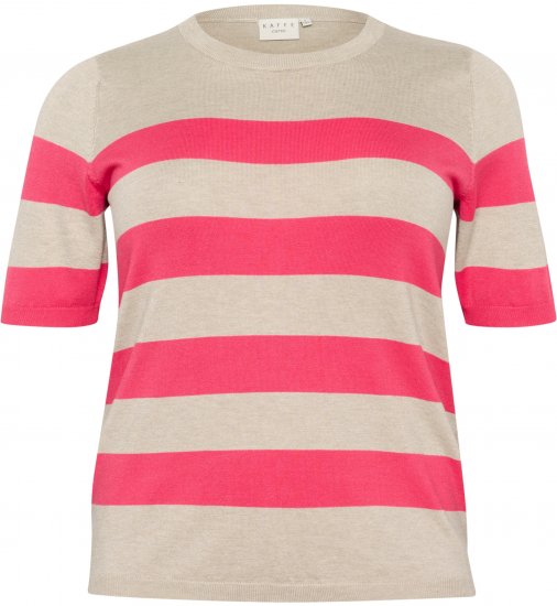 Kaffe Curve Lizzy Sweter w paski Beżowy/Malinowy - Koszulki z nadrukiem dla kobiet - 