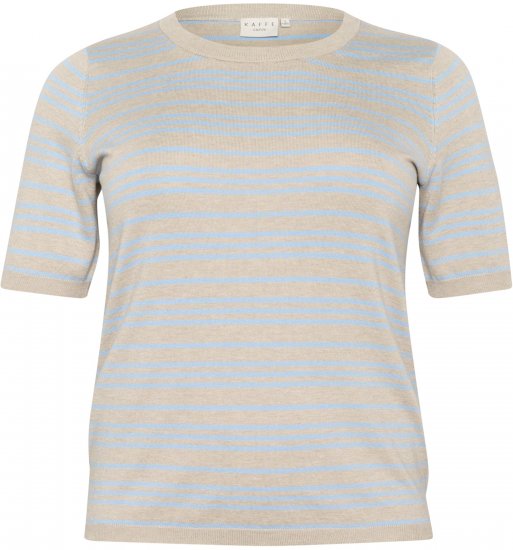 Kaffe Curve Lizzy Sweter w paski Beżowy/Jasnoniebieski - Koszulki z nadrukiem dla kobiet - 