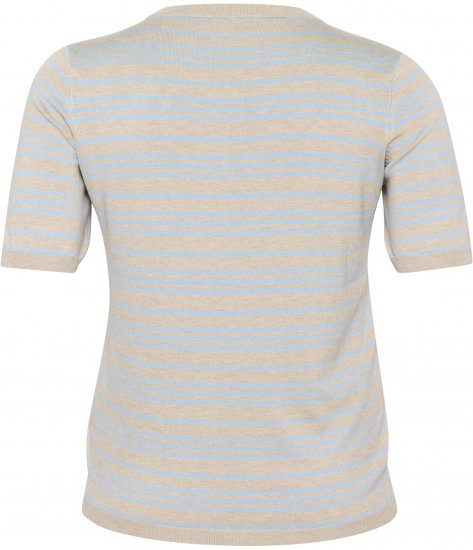 Kaffe Curve Lizzy Sweter w paski Beżowy/Jasnoniebieski - Koszulki z nadrukiem dla kobiet - 