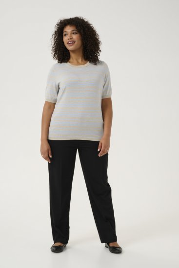 Kaffe Curve Lizzy Sweter w paski Beżowy/Jasnoniebieski - Koszulki z nadrukiem dla kobiet - 