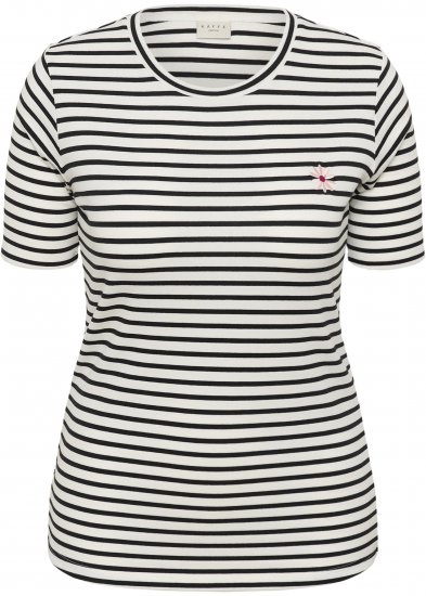 Kaffe Curve Lia Flower T-Shirt Chalk/Deep Black - T-shirty - 