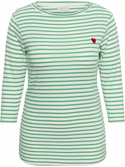 Kaffe Curve Lia Boatneck 3/4 T-Shirt Chalk/Bright Green - Koszulki & topy - 