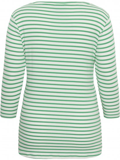 Kaffe Curve Lia Boatneck 3/4 T-Shirt Chalk/Bright Green - Koszulki & topy - 