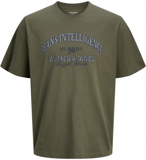 Jack & Jones Edenver T-Shirt Khaki - Koszulki - T-shirty meskie Duże Rozmiary - 2XL-14XL