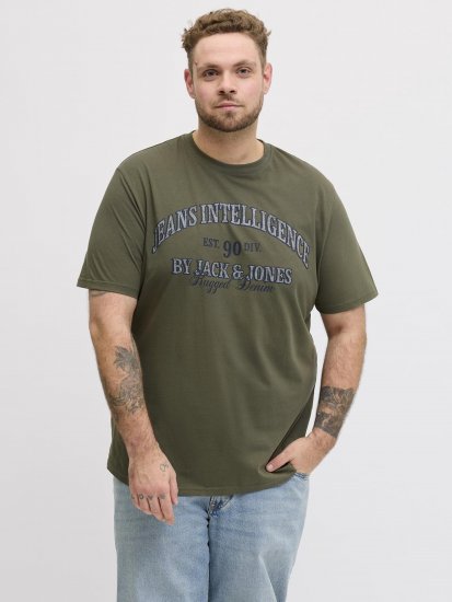 Jack & Jones Edenver T-Shirt Khaki - Koszulki - T-shirty meskie Duże Rozmiary - 2XL-14XL