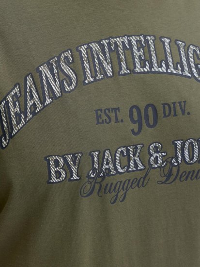 Jack & Jones Edenver T-Shirt Khaki - Koszulki - T-shirty meskie Duże Rozmiary - 2XL-14XL