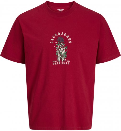 Jack & Jones Catskills T-shirt Czerwony - Koszulki - T-shirty meskie Duże Rozmiary - 2XL-14XL