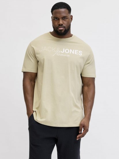 Jack & Jones Blaneo Short Sleeve T-shirt Beige - Koszulki - T-shirty meskie Duże Rozmiary - 2XL-14XL