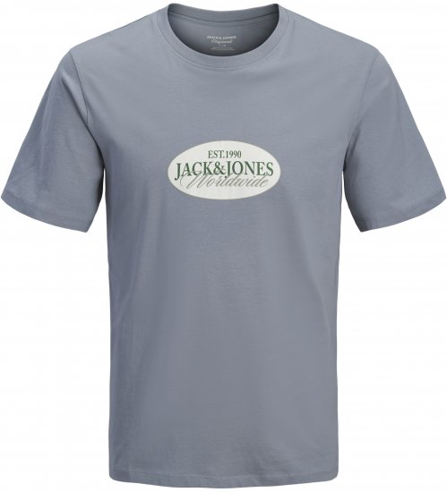 Jack & Jones Catskills Worldwide T-shirt Niebieski - Koszulki - T-shirty meskie Duże Rozmiary - 2XL-14XL