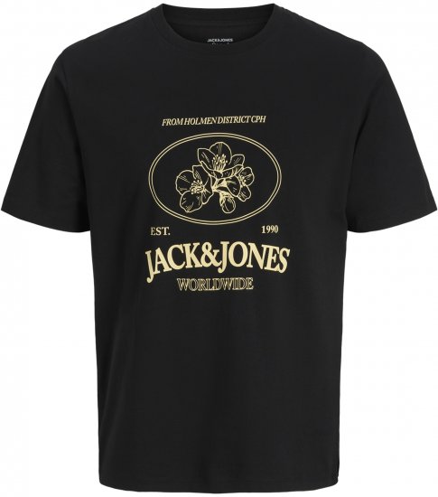 Jack & Jones Nantucket T-Shirt Czarny - Koszulki - T-shirty meskie Duże Rozmiary - 2XL-14XL