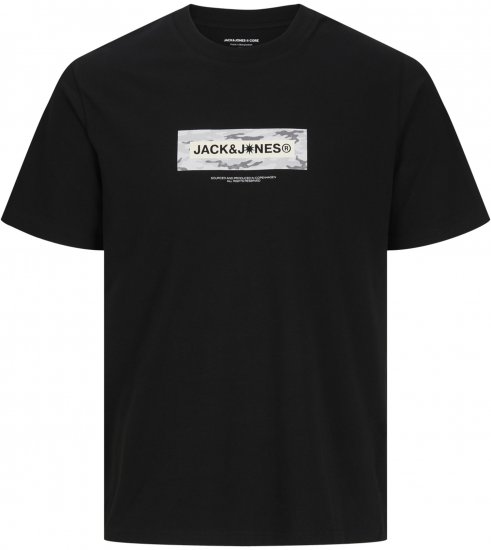 Jack & Jones Breeze Branded T-Shirt Black - Koszulki - T-shirty meskie Duże Rozmiary - 2XL-14XL