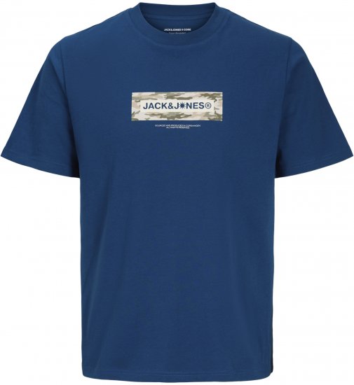 Jack & Jones Breeze Branded T-Shirt Blue - Koszulki - T-shirty meskie Duże Rozmiary - 2XL-14XL